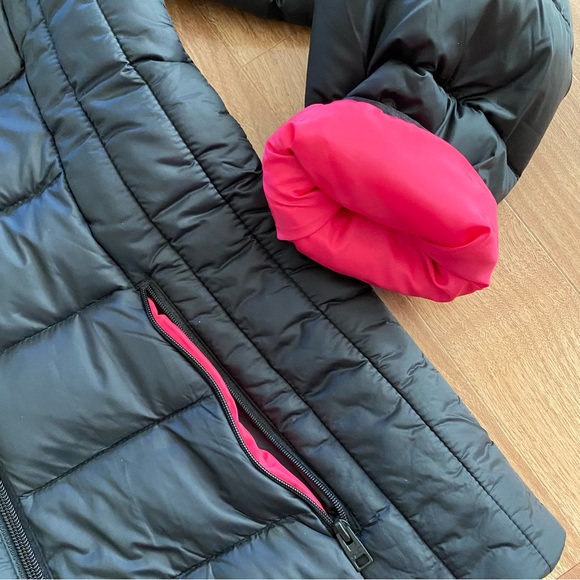 NWT Hollister Black & Pink Fur Hood Puffer Jacket - Picture 3 of 5